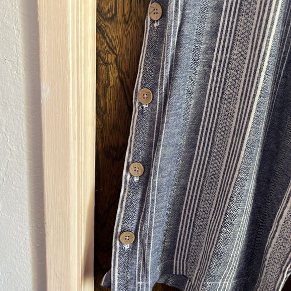 J Jill XL Linen blend Striped Wide Leg Crop Pants with side button detail - Picture 2 of 8